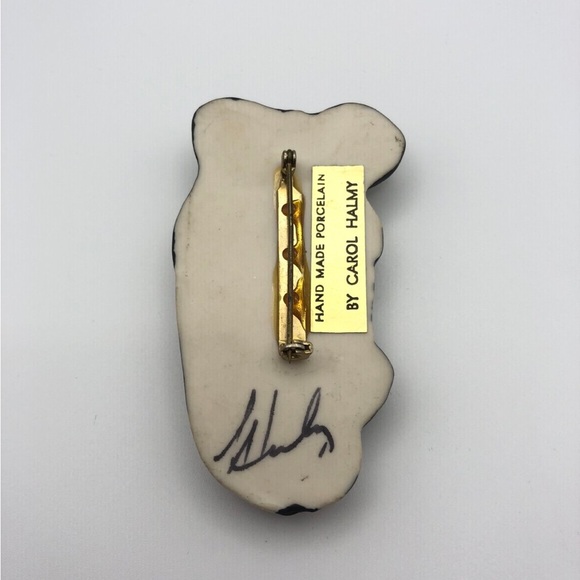 Carol Halmy Realistic Look Handpainted Porcelain Zebra Pin Brooch ~ Safari - Picture 2 of 3